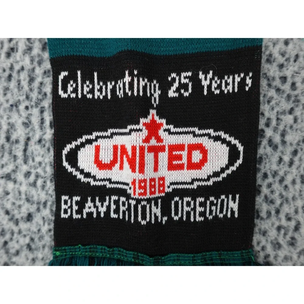 THUSC Soccer Scarf Beaverton Oregon United 1988 25 Years Teal Black Knit OS‎